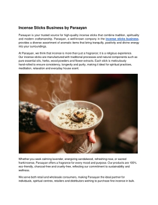 Incense Sticks Business by Paraayan