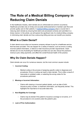 The Role of a Medical Billing Company in Reducing Claim Denials (1)