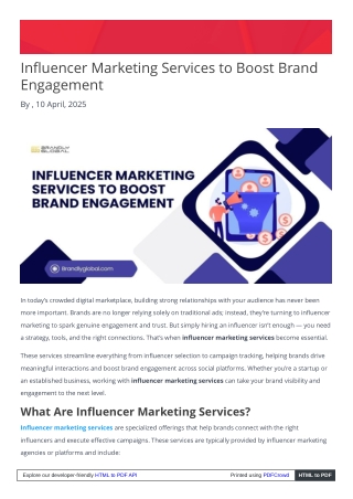 Influencer Marketing Services to Boost Brand Engagement