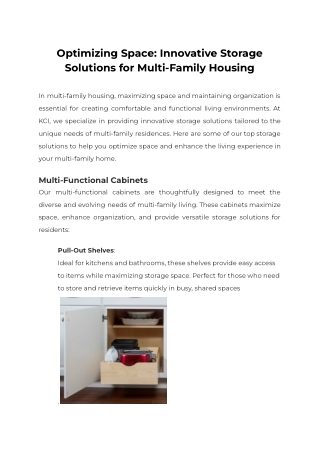 Optimizing Space Innovative Storage Solutions for Multi-Family Housing