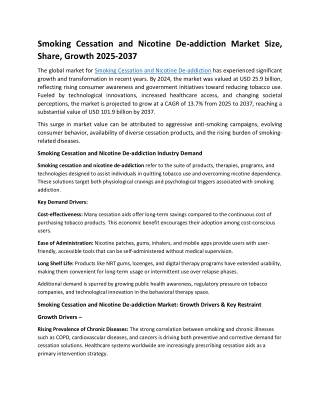 1-Smoking Cessation and Nicotine De-addiction Market