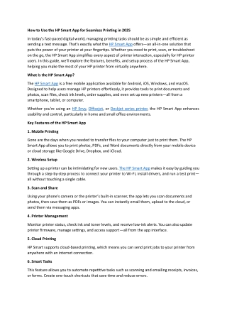 How to Use the HP Smart App for Seamless Printing in 2025