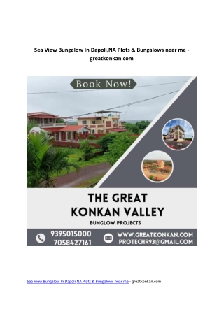 Sea View Bungalow In Dapoli,NA Plots & Bungalows near me
