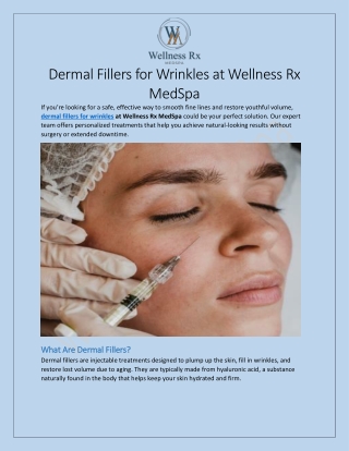 Dermal Fillers for Wrinkles at Wellness Rx MedSpa