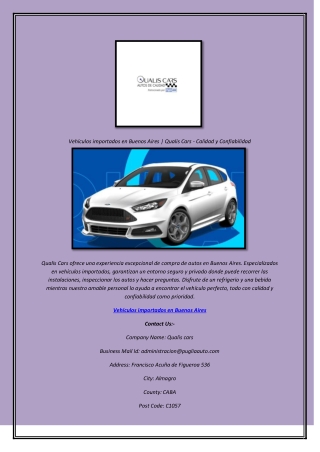 Vehículos importados en Buenos Aires  Qualis Cars - Calidad y Confiabilidad