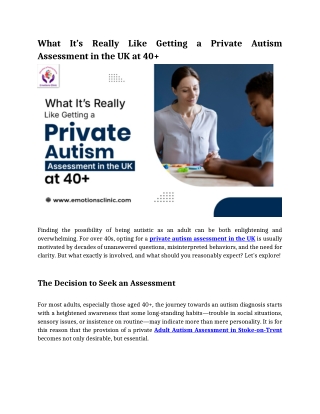 2. What It’s Really Like Getting a Private Autism Assessment in the UK at 40