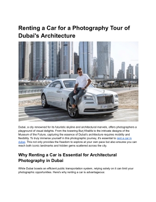 Renting a Car for a Photography Tour of Dubai's Architecture