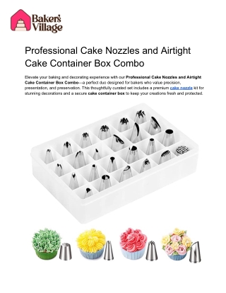Professional Cake Nozzles and Airtight Cake Container Box Combo
