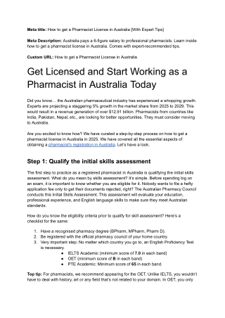 Get Licensed and Start Working as a Pharmacist in Australia Today