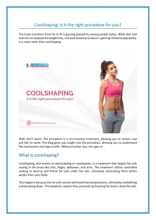 Is coolshaping an ideal procedure for you?