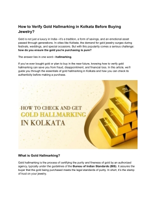 How to Verify Gold Hallmarking in Kolkata Before Buying Jewelry