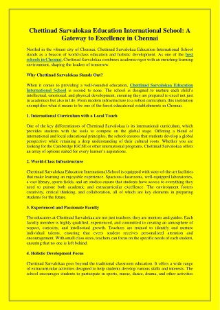 Chettinad Sarvalokaa Education International School