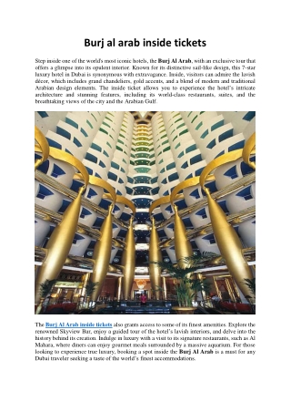 Burj al arab inside tickets