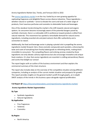 Aroma Ingredients Market Size, Share & Growth Report