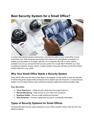 Best Security System for a Small Office
