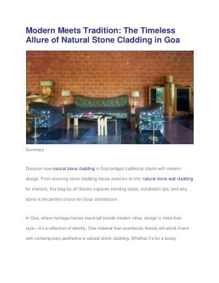Modern Meets Tradition: The Timeless Allure of Natural Stone Cladding in Goa