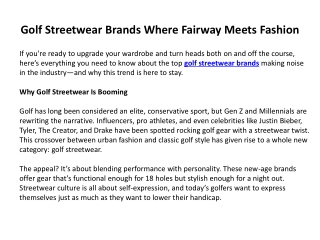 Golf Streetwear Brands Where Fairway Meets Fashion