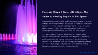 Fountain Shows & Water Attractions The Secret to-Creating Magical Public Spaces