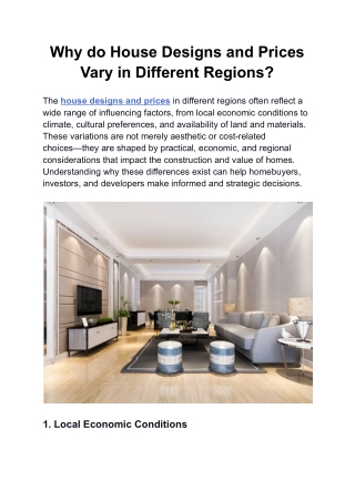Why do House Designs and Prices Vary in Different Regions_