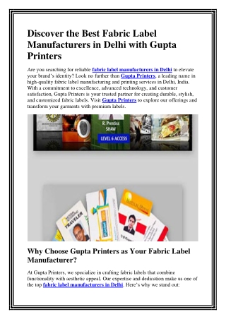 Fabric Label Manufacturers in Delhi