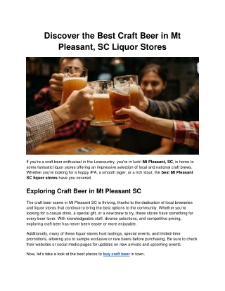 Discover the Best Craft Beer in Mt Pleasant SC Liquor Stores