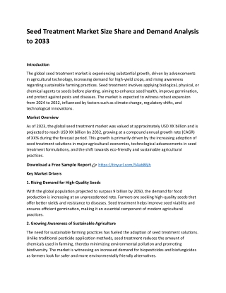 Seed Treatment Market Size Share and Demand Analysis to 2033