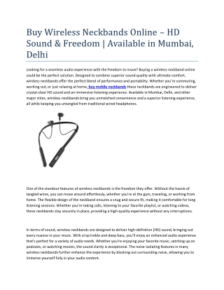 Buy Wireless Neckbands Online – HD Sound & Freedom | Available in Mumbai, Delhi