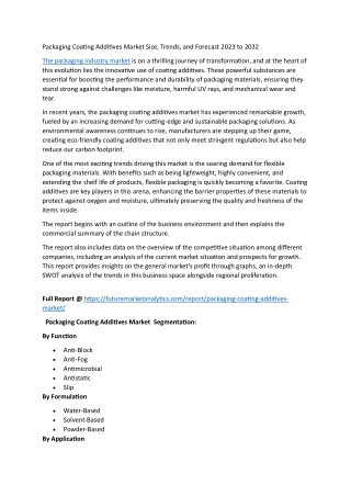Packaging Coating Additives Market Growth – Key Drivers & Insights