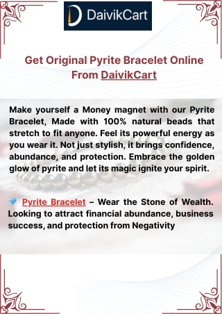 Get Original Pyrite Bracelet Online From DaivikCart