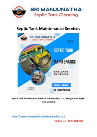 Septic Tank Maintenance Services