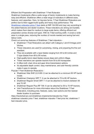 Efficient Soil Preparation with Shaktiman 7 Feet Rotavator