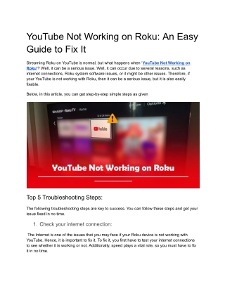 PDF_ YouTube Not Working on Roku_ A Easy Guide to Fix it