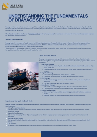 Understanding the Fundamentals of Drayage Services