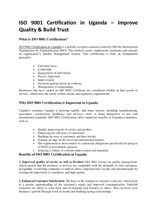 ISO 9001 Certification in Uganda