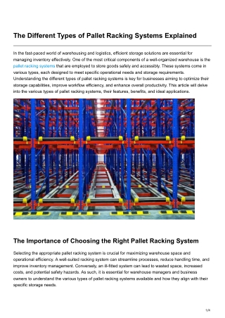 The Different Types of Pallet Racking Systems Explained