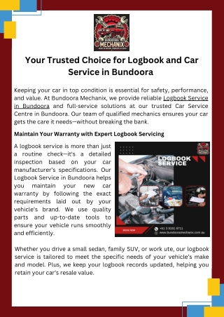 Your Trusted Choice for Logbook and Car Service in Bundoora