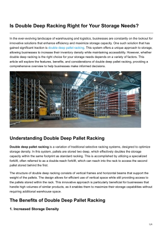 Is Double Deep Racking Right for Your Storage Needs