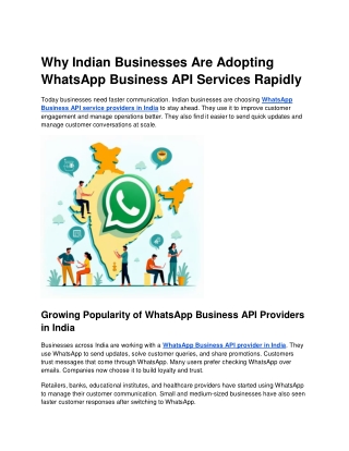 Why Indian Businesses Are Adopting WhatsApp Business API Services Rapidly