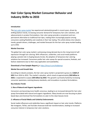 Hair Color Spray Market Consumer Behavior and Industry Shifts to 2033