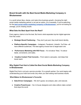 Brand Growth with the Best Social Media Marketing Company in Bhubaneswar