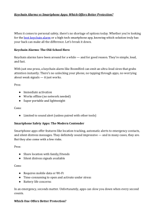 Keychain Alarms vs Smartphone Apps Which Offers Better Protection