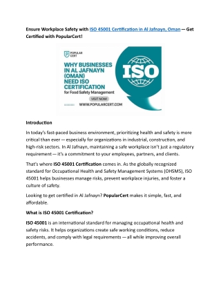 ISO 45001 Certification in Al Jafnayn