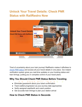 Unlock Your Travel Details_ Check PNR Status with RailRestro Now