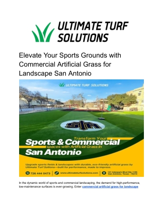 Elevate Your Sports Grounds with Commercial Artificial Grass for Landscape San Antonio