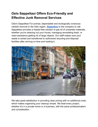 Oslo Søppeltaxi Offers Eco-Friendly and Effective Junk Removal Services