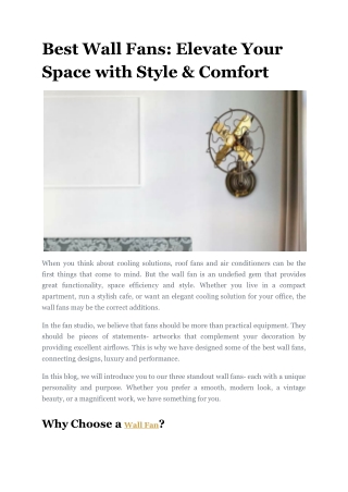 Best Wall Fans_ Elevate Your Space with Style & Comfort