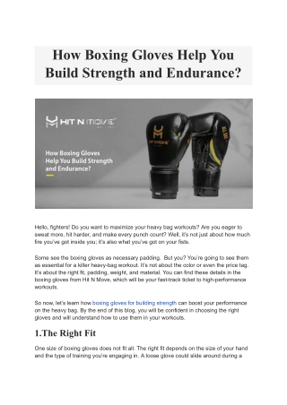How Boxing Gloves Help You Build Strength and Endurance_