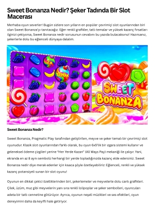 Sweet Bonanza Nedir Şeker Tadında Bir Slot Macerası