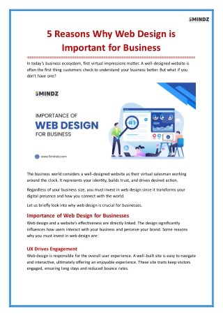 5 Reasons Why Web Design is Important for Business