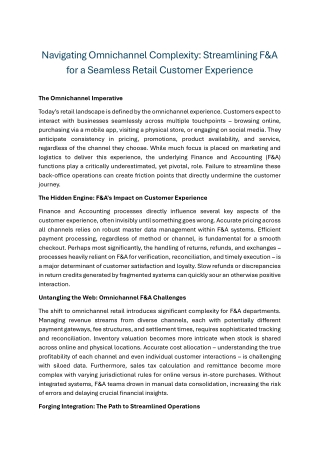Navigating Omnichannel Complexity Streamlining F&A for a Seamless Retail Customer Experience
